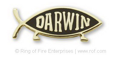 Darwin Fish Pin - Gold Finish (single) darwin,darwin fish,lapel pin,badge